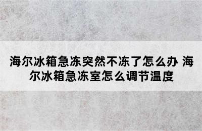 海尔冰箱急冻突然不冻了怎么办 海尔冰箱急冻室怎么调节温度